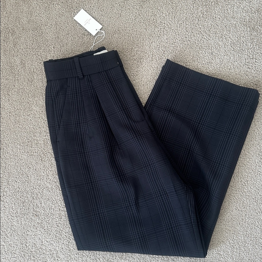 A&F Curve Love Sloane Tailored Wide Leg Pant - Black Plaid size 27 SHORT - Picture 4 of 5